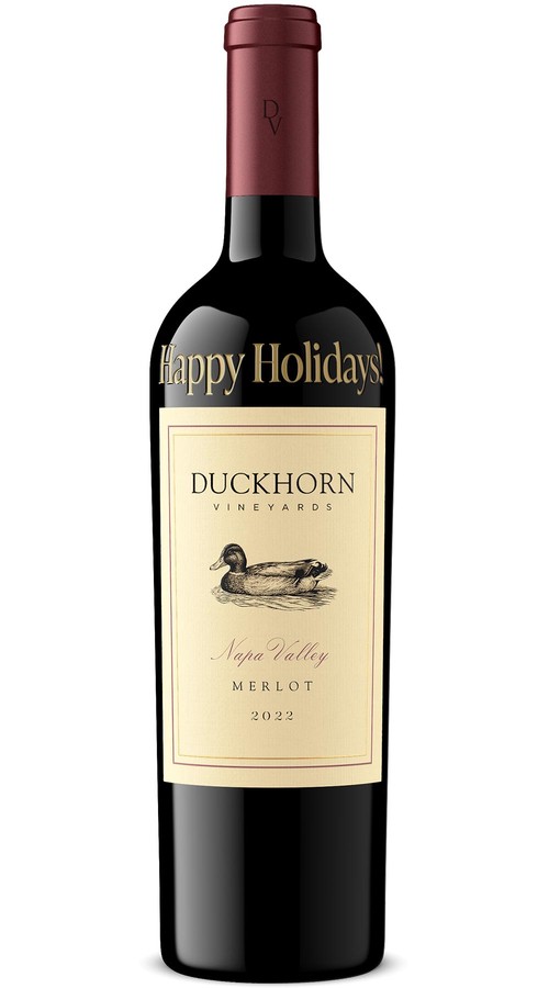 2022 Duckhorn Vineyards Napa Valley Merlot Etched Happy Holidays!